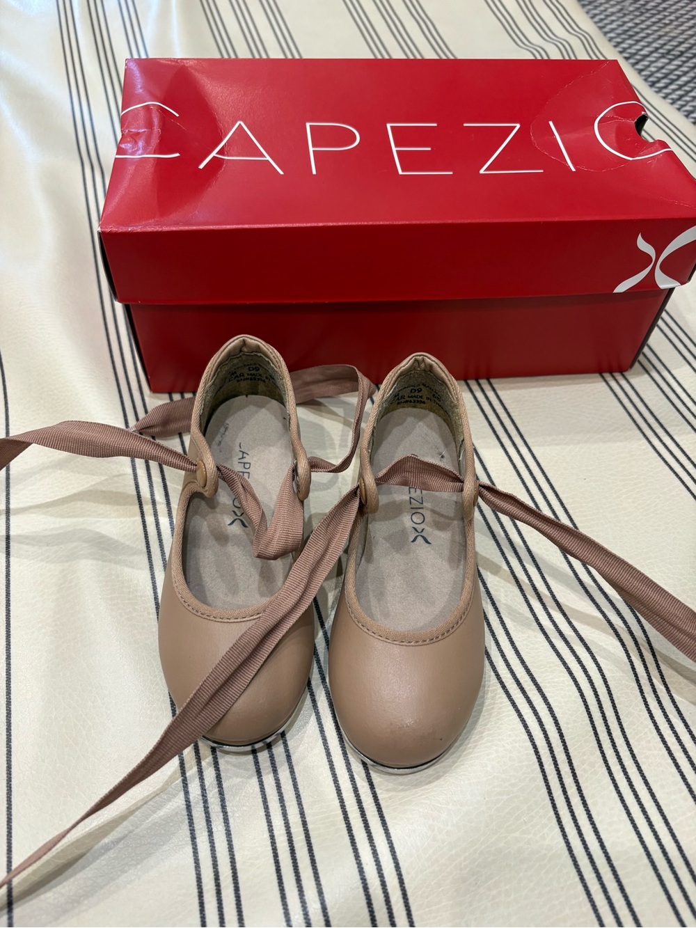 Capezio Wrap-Ribbon Ballet Flats in Taupe